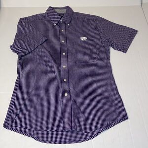 Antigua Men’s Medium KSU Wildcats Short Sleeve Purple & White Button Down Shirt